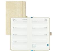 IN-LUXPRO Agenda académique semainier 2026-2027 de poche - Format A6 (16,4 x 9,5 cm) - Couverture rigide - 18 mois (jul 26 - décembre 2027) - Semainier 26/27 - Avec onglets mensuels - Beige
