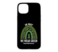 in May We Wear Green Mental Health Awareness Leopard Print Coque pour iPhone 15 Plus