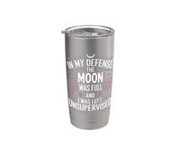 In My Defense The Moon Was Full Funny Witchcraft Gobelet isotherme en acier inoxydable double paroi