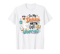 in My Defense Unsupervised Goose Coffee Humour T-Shirt Graphique avec Valeur