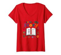 in My Kindergarten Era: Commencer Mon Histoire T-Shirt avec Col en V, Femme, Rouge, XXL