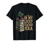 in My Lucky Teacher Era St Patrick Day Books Shamrock T-Shirt