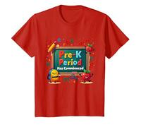 in My Pre-K Era: Period Has Commenced Fun School Citation T-Shirt, Enfant, Rouge, 12 Ans
