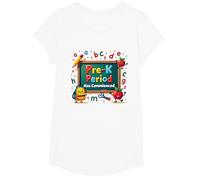 in My Pre-K Era: Period Has Commenced Fun School Citation T-Shirt, Fille, Blanc, XS