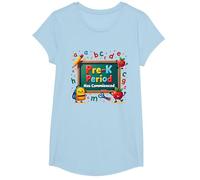 in My Pre-K Era: Period Has Commenced Fun School Citation T-Shirt, Fille, Bleu Céleste, S