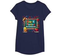 in My Pre-K Era: Period Has Commenced Fun School Citation T-Shirt, Fille, Bleu Marine, M