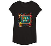 in My Pre-K Era: Period Has Commenced Fun School Citation T-Shirt, Fille, Noir, XS