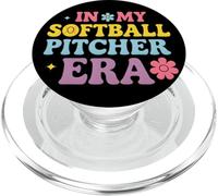 in My Softball Pitcher Era Groovy Fastpitch Gamer Girls PopSockets PopGrip pour MagSafe