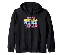 in My Softball Pitcher Era Groovy Fastpitch Gamer Girls Sweat à Capuche