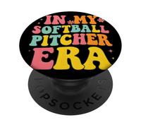 in My Softball Pitcher Era Groovy Fastpitch Softball Gamer PopSockets PopGrip Adhésif