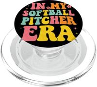 in My Softball Pitcher Era Groovy Fastpitch Softball Gamer PopSockets PopGrip pour MagSafe