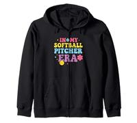 in My Softball Pitcher Era Groovy Fastpitch Softball Girls Sweat à Capuche