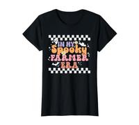 in My Spooky Farmer Era Retro Groovy Halloween Costume T-Shirt Graphique avec Valeur, Femme, Noir, M