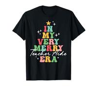 in My Very Merry Teacher Aide Era Christmas Groovy Assorti T-Shirt