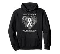 in November We Wear White Lung Cancer Awareness Heart Flower Sweat à Capuche