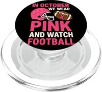 in October We Wear Pink and Watch Football Ruban Rose Cancer PopSockets PopGrip pour MagSafe