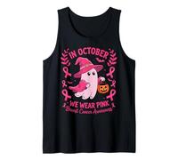 in October We Wear Pink Breast Cancer Ghost Halloween Débardeur
