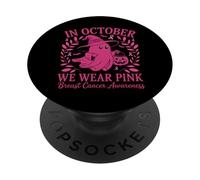 in October We Wear Pink Breast Cancer Ghost Halloween PopSockets PopGrip Adhésif