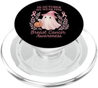 in October We Wear Pink Breast Cancer Ghost Halloween PopSockets PopGrip pour MagSafe