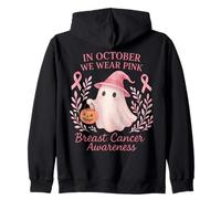 in October We Wear Pink Breast Cancer Ghost Halloween Sweat à Capuche