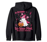 in October We Wear Pink Breast Cancer Ghost Halloween Sweat à Capuche