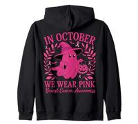 in October We Wear Pink Breast Cancer Ghost Halloween Sweat à Capuche