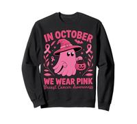 in October We Wear Pink Breast Cancer Ghost Halloween Sweatshirt