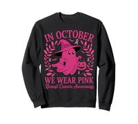 in October We Wear Pink Breast Cancer Ghost Halloween Sweatshirt