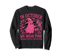in October We Wear Pink Breast Cancer Ghost Halloween Sweatshirt