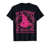 in October We Wear Pink Breast Cancer Ghost Halloween T-Shirt