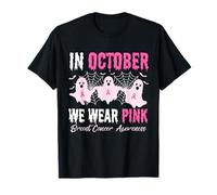 in October We Wear Pink Breast Cancer Halloween Team T-Shirt