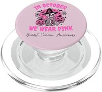 in October We Wear Pink Breast Cancer Skeleton Halloween PopSockets PopGrip pour MagSafe