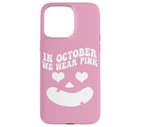 in October We Wear Pink, Pumpkin Face Groovy Breast Cancer Coque pour iPhone 15 Pro Max