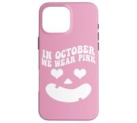 in October We Wear Pink, Pumpkin Face Groovy Breast Cancer Coque pour iPhone 16 Pro Max