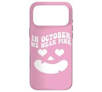 in October We Wear Pink, Pumpkin Face Groovy Breast Cancer Coque pour iPhone 17 Pro Max