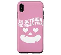 in October We Wear Pink, Pumpkin Face Groovy Breast Cancer Coque pour iPhone XS Max