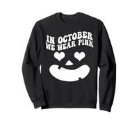 in October We Wear Pink, Pumpkin Face Groovy Breast Cancer Sweatshirt