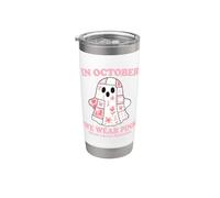 In October We Wear Pink Ribbon and Patchwork Ghost Awareness Gobelet isotherme en acier inoxydable double paroi