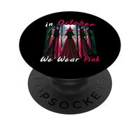 in October We Wear Pink Witch Halloween Breast Cancer PopSockets PopGrip Adhésif