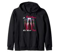 in October We Wear Pink Witch Halloween Breast Cancer Sweat à Capuche