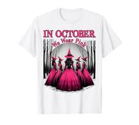 in October We Wear Pink Witch Halloween Seast Cancer Women T-Shirt