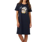 In One Clothing Chemise de nuit pour fille à manches courtes, jersey simple doux en 100 % coton, avec motif hiboux ou paresseux, Gigoteuse hibou, 140