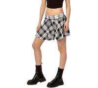 In One Clothing Jupe plissée tendance pour fille avec short intérieur pour l'école, les loisirs et les fêtes, blanc/noir, 11-12 ans