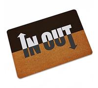 In Out Paillasson d'entrée d'entrée intérieur/extérieur pour garage, terrasse, 40 x 60 cm, noir et marron