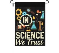 In Science We Trust Drapeaux de cour Taille unique Double face Vintage Petit drapeau de jardin Camping Maison Drapeaux