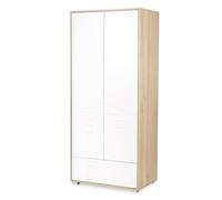 in-side IDA Armoire penderie 2 Portes avec étagères et 1 tiroir Blanc/Bois