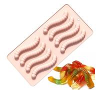 in silicone per caramelle, padella di fondente con verme con silicone di alimentare per cottura in sicurezza, design flessibile del vassoio antiaderente, stampo creativo, snack dessert al