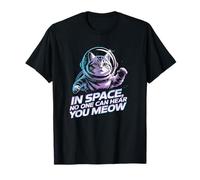 in Space No One Can Hear You Meow Chat Astronaute de Science-Fiction T-Shirt