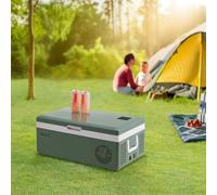 in.tec Glacière Électrique Portable de 15 L Réfrigérateur de Voiture avec 2 Compartiments -20℃ à 10℃ Congélateur Contrôle Numérique Camping Bateau Plastique 60 x 35 x 26 cm Vert Militaire