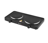 [in.tec] Réchaud Double Electrique 2 Plaques Chauffantes en Fonte 2500 W Réglage de la Température en Continu Noir Réchauds (Ø): 150 mm et 185 mm